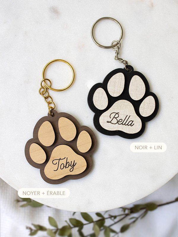 Porte-clés patte de chien avec nom personnalisé – Image 2